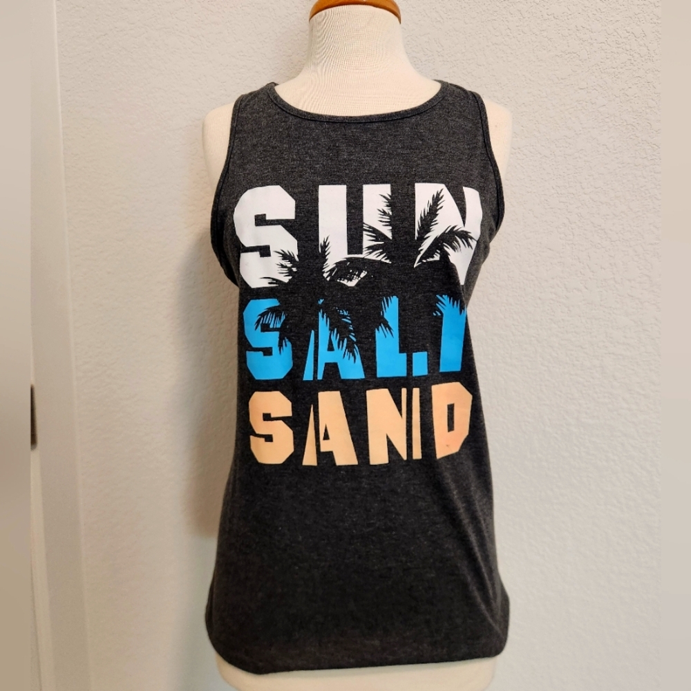 Graphic Tank Top with Palm Tree Design